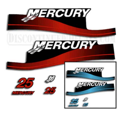 Mercury 25 Four 4 Stroke Decal Kit Outboard Engine Graphics Motor Stickers BLUE 
